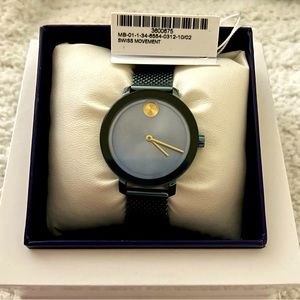 Movado Bold Woman's Blue Mesh Bracelet Watch